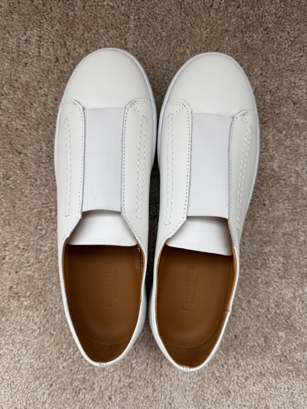 Garnet Hill Zora White Leather Slip On Sneakers - Picture 2 of 8